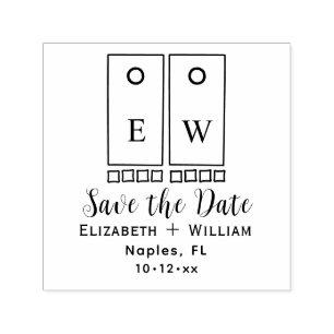 Sporty Cornhole Toss Game und Bags Save the Date Permastempel