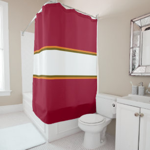 Sporty Cranberry Red White Orange Racing Stripes Duschvorhang