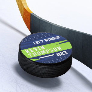Sporty Custom Personalisiert Player Name & Nummer Eishockey Puck