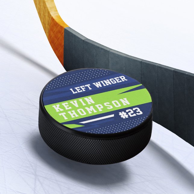 Sporty Custom Personalisiert Player Name & Nummer Eishockey Puck (Sporty Custom Personalized Player Name & Number Hockey Puck)