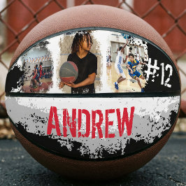 Sporty Custom Player Name & Nummer 3 Foto Collage Basketball