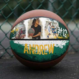 Sporty Custom Player Name & Nummer 3 Foto Collage Basketball