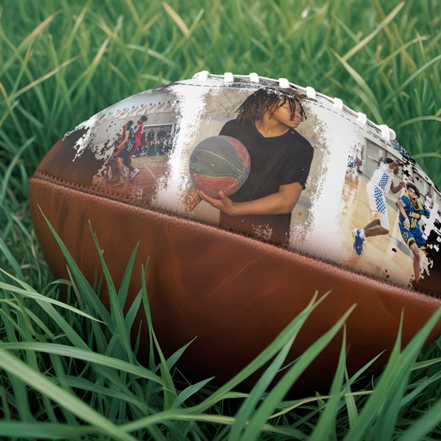 Sporty Custom Player Name & Nummer 3 Foto Collage Football (Sporty Custom Player Name & Number 3 Photo Collage Football)