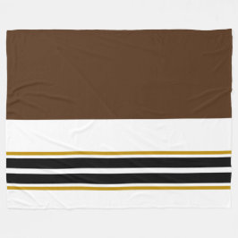 Sporty Dark Brown White Twin Black Racing Streifen Fleecedecke