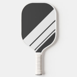 Sporty Dark Gray White Diagonal Racing Streifen Pickleball Schläger