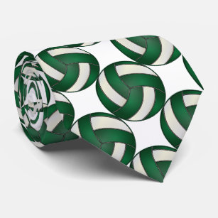 Sporty Dark Green und White Volleyball Krawatte