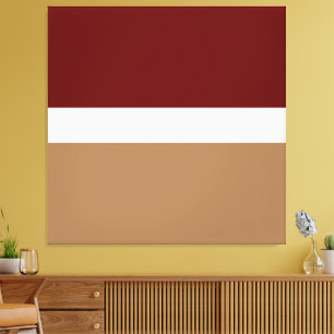 Sporty Dark Red Mocha Brown Modern Color Block Leinwanddruck
