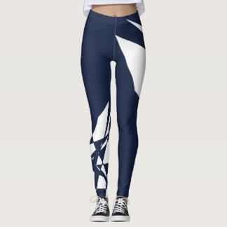 Sporty Dashing Deep Blue White Karo Strip Leggings