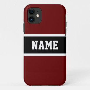 Sporty Deep Red Schwarz-weiß Athletic Strips Text Case-Mate iPhone Hülle