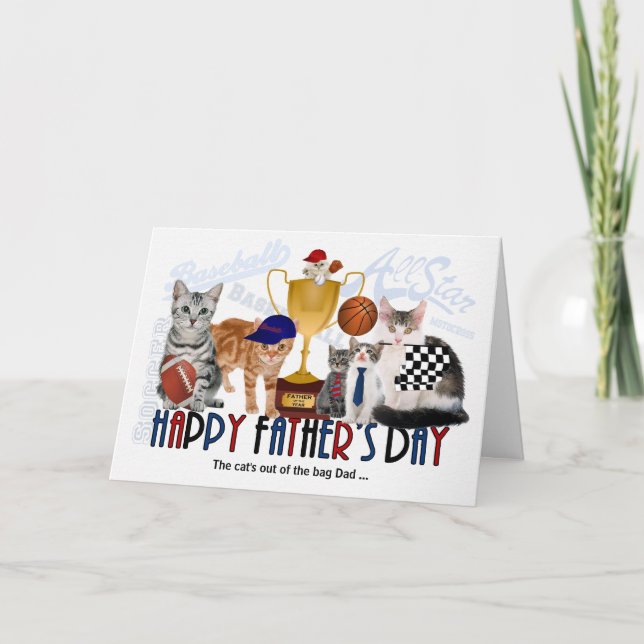 Sporty Felines zum Vater am Vatertag Karte (Vorderseite)