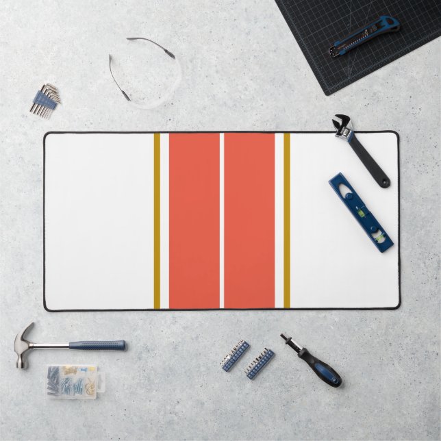 Sporty fette, orange Doppelstreifen auf Weiß Schreibtischunterlage (Arbeitsplatz)