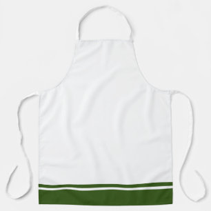 Sporty Forest Green Hem Racing Streifen auf Weiß Schürze