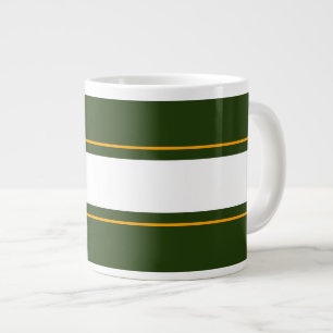 Sporty Forest Green Yellow White Racing Streifen Jumbo-Tasse