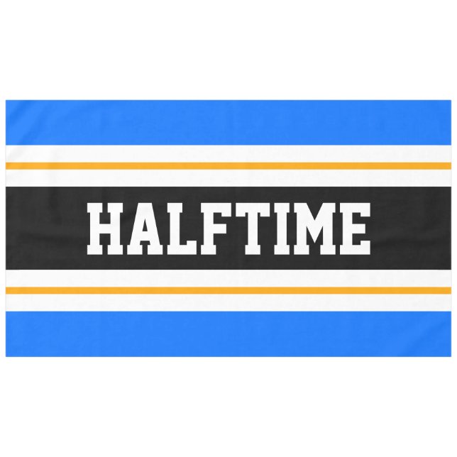 Sporty Fun Bright Blue Black HALFTIME Streifen Tischdecke (Vorderseite (Horizontal))