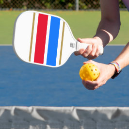 Sporty Fun Bright Blue Red Racing Streifen auf Wei Pickleball Schläger