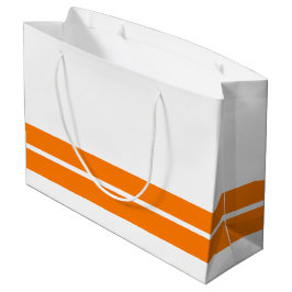 Sporty Fun Bright Orange Racing Streifen auf Weiß Große Geschenktüte