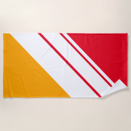 Sporty Fun Bright Red Yellow White Racing Streifen Strandtuch