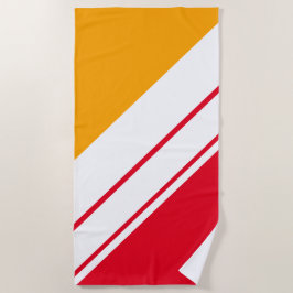 Sporty Fun Bright Red Yellow White Racing Streifen Strandtuch