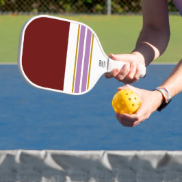 Sporty Fun Deep Red White Lavender Racing Strips Pickleball Schläger