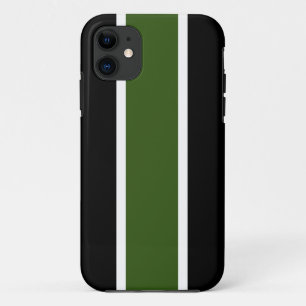 Sporty Fun Forest Green Schwarz-weiß Racing Streif Case-Mate iPhone Hülle