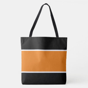 Sporty Fun Wide Bright Orange White Black Stripes
