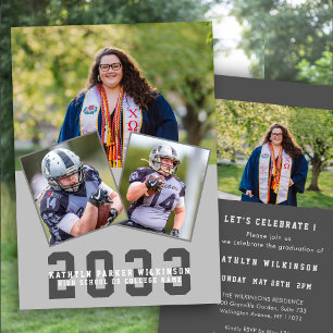 Sporty Girl Modern Bold Script 4 Foto Abschluss Einladung