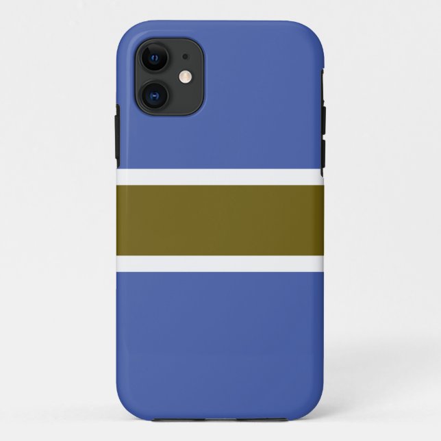 Sporty Golden Olive Weiße Streifen auf hellblau Case-Mate iPhone Hülle (Rückseite)