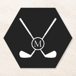 Sporty Golf Clubs Illustration White Monogram M  Untersetzer