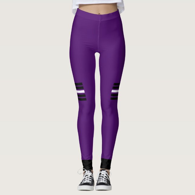 Sporty Grape Black & White Design Leggings (Vorderseite)