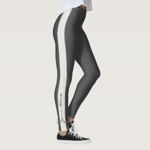 Sporty Gray monochrome vertikale Band Leggings