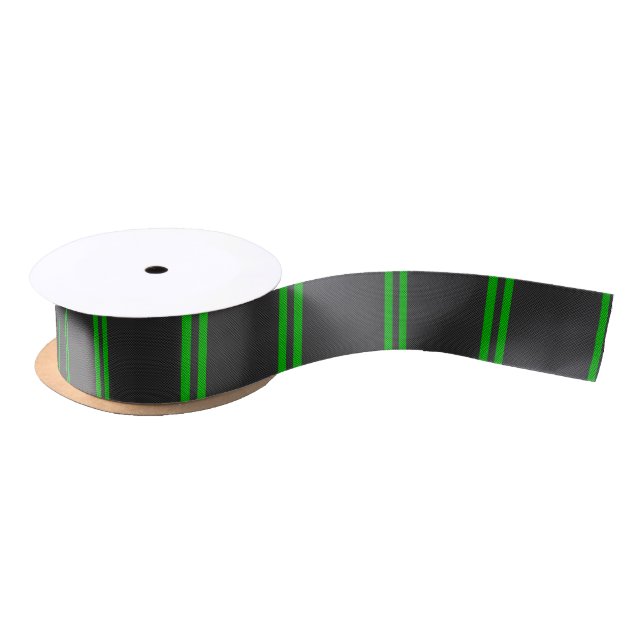 Sporty Green Carbon Fibre Racing Stripes Satinband (Spule)