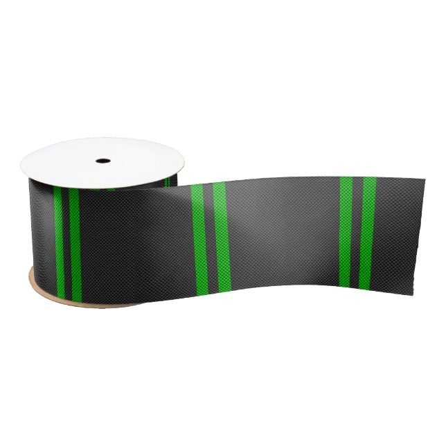 Sporty Green Carbon Fibre Racing Stripes Satinband (Spule)