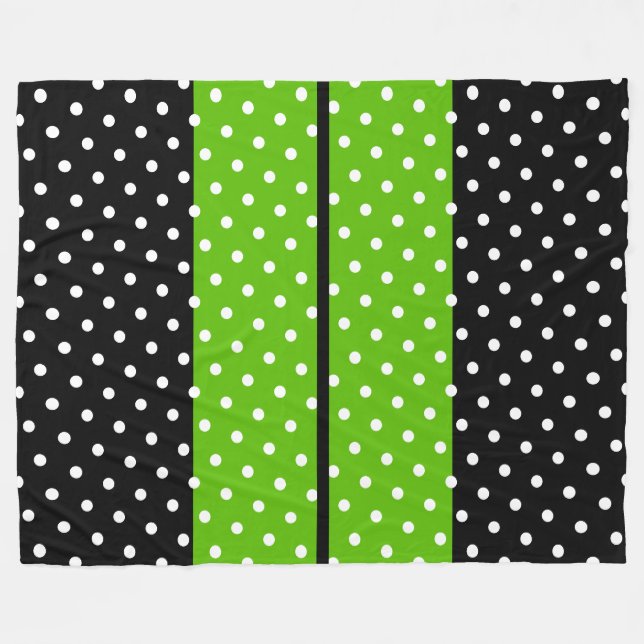 Sporty Green Racing Stripes Polka Punkte auf schwa Fleecedecke (Vorderseite (Horizontal))