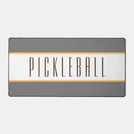 Sporty Grey White Racing Stripes PICKLEBALL Text Schreibtischunterlage