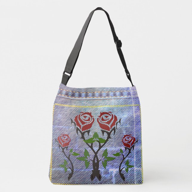 Sporty Jeans Look All Tote Bag Tragetaschen Mit Langen Trägern (Rückseite)