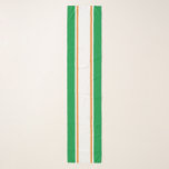 Sporty Kelly Green White Orange Racing Stripes Schal<br><div class="desc">Dieses elegante,  farbenfrohe Design zeichnet sich durch einen breiten,  weißen Streifen in der Mitte aus,  der durch die schwebenden orangefarbenen Nadelstreifen hervorgehoben wird. Die Kombination aus lebendigen,  grünen Randstreifen runden die sportliche Komposition ab.</div>
