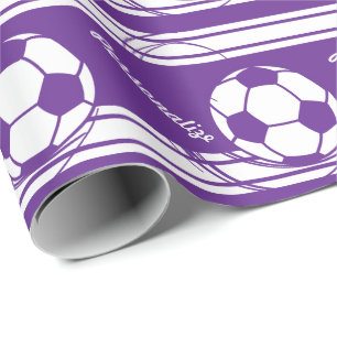 Sporty Lila Soccer Ball Geschenkpapier