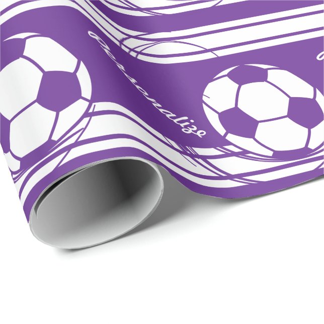 Sporty Lila Soccer Ball Geschenkpapier (Rolleneckpunkt)