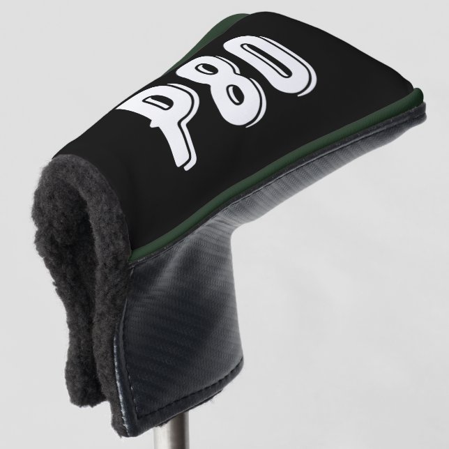 Sporty mit Monogramm P80 schwarz Golf Headcover (3/4 Vorderseite)