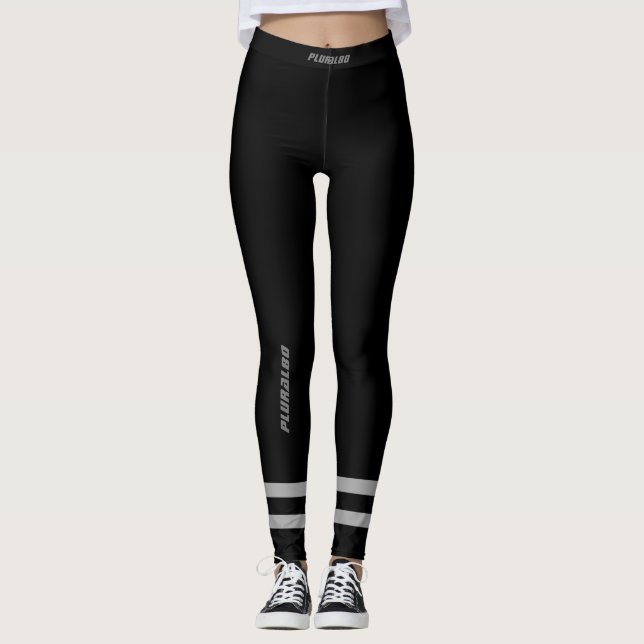 Sporty mit Monogramm schwarz grau Leggings (Vorderseite)