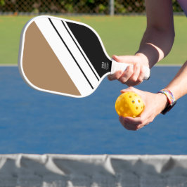 Sporty Mocha Brown Schwarz-weiß Racing Stripes Pickleball Schläger