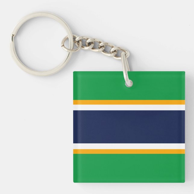 Sporty Navy Blau Gelb Gelb Gelbe Streifen Schlüsselanhänger (Vorderseite)