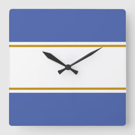 Sporty Navy Blaue, horizontale Streifen Quadratische Wanduhr