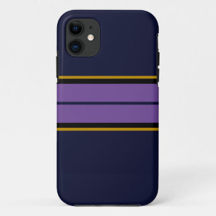 Sporty Navy Blue Twin Bold Lila Racing Stripes Case-Mate iPhone Hülle