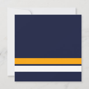Sporty Navy Blue Yellow Edge Racing Streifen