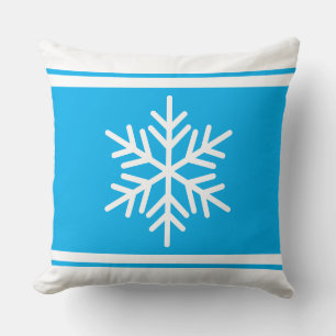 Sporty Nordic Snowflake Azure White Stripes Kissen