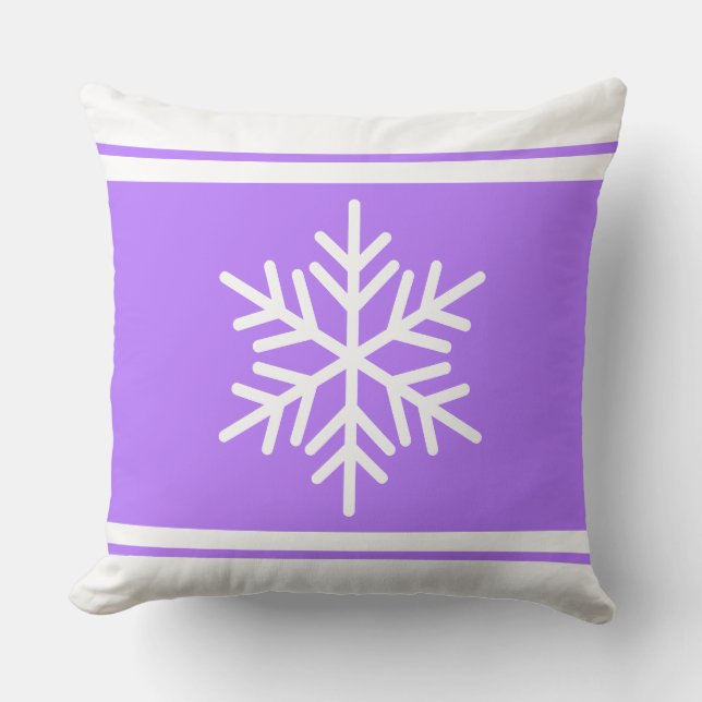 Sporty Nordic Snowflake Lila Streifen Kissen (Vorderseite)