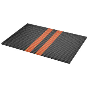 Sporty Orange Streifen auf Carbon Fiber wie Print Schneidebrett