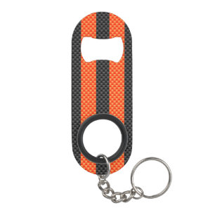 Sporty Orange Streifen Carbon Fibre Style Dekorati Mini Flaschenöffner