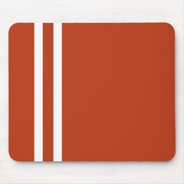 Sporty Orange und Double White Strip Mouse Pad Mousepad (Vorne)